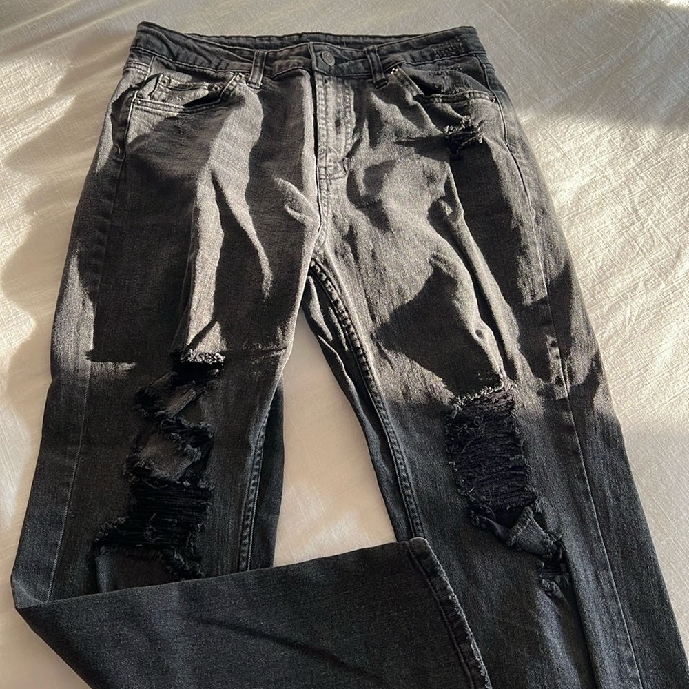 wild fable straight leg distress black jean size 6